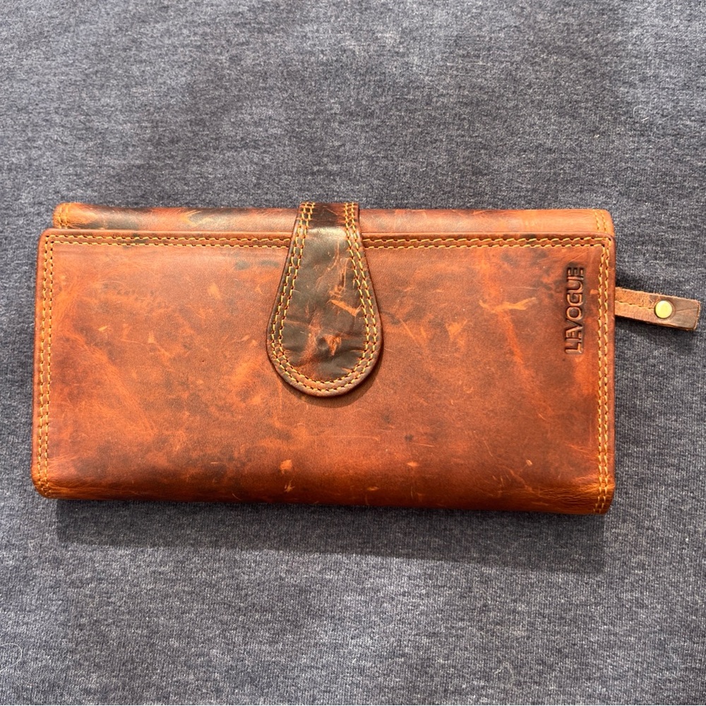 Levogue Brown Distressed Leather Clutch Wallet